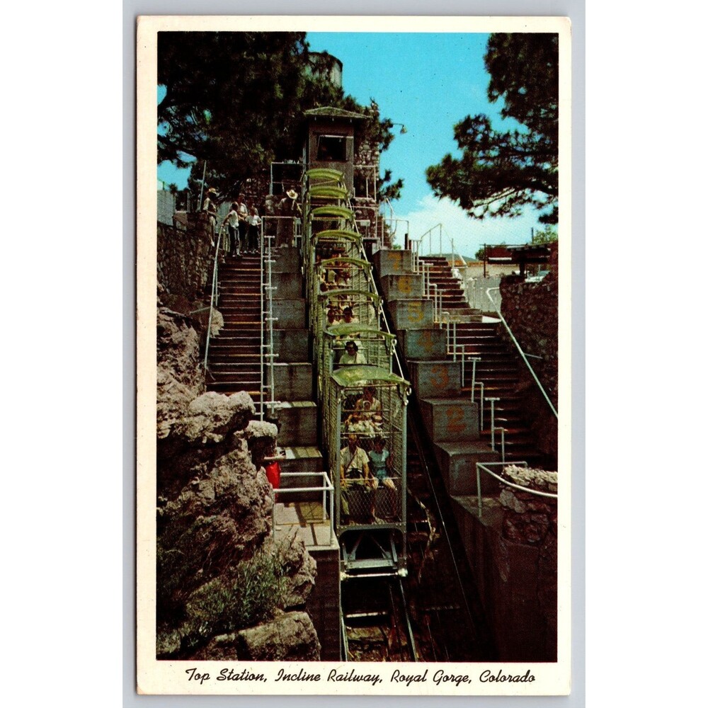 Vintage Royal Gorge Colorado Postcard Top Station Incline Railway 1970 Postmark